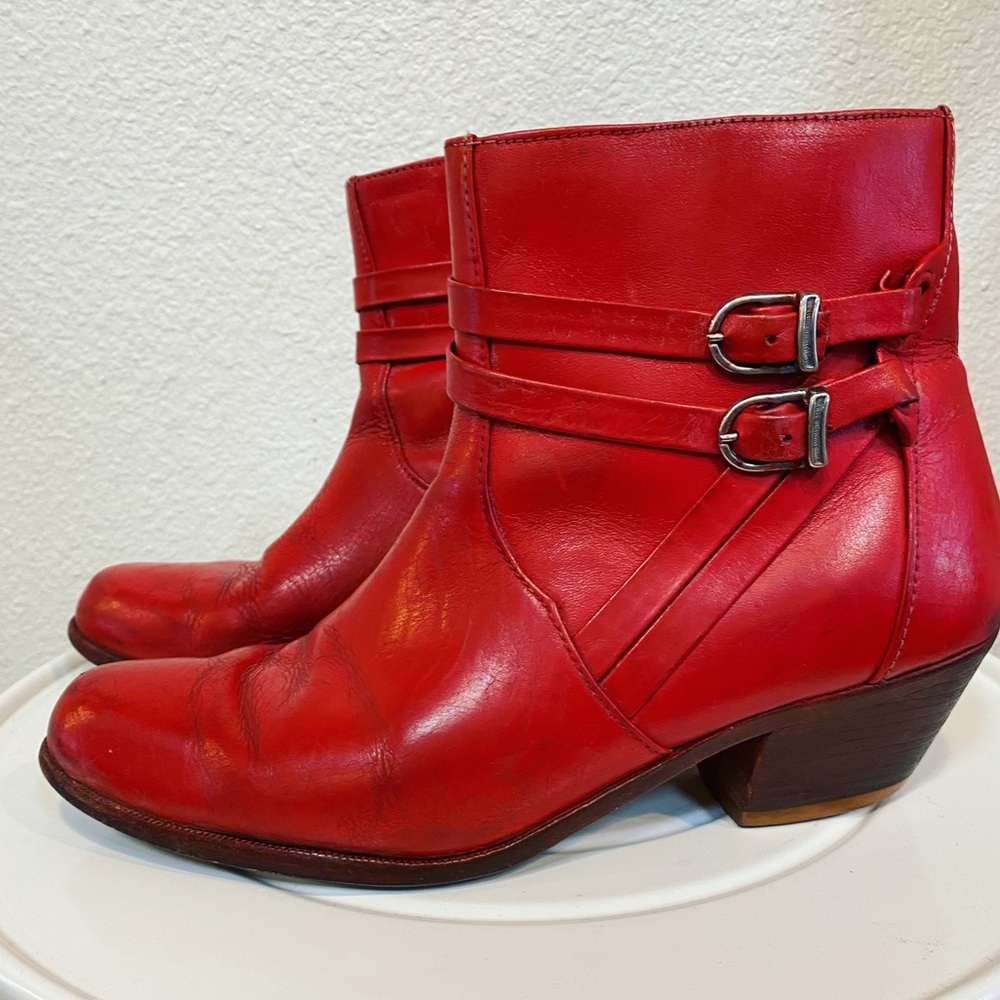Vintage red leather boots